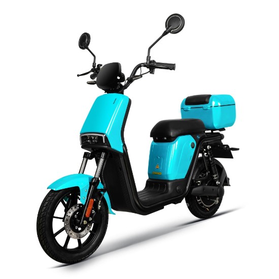 Moped electric, baterie litiu detasabila, motor 1000W, albastru - Rainbow