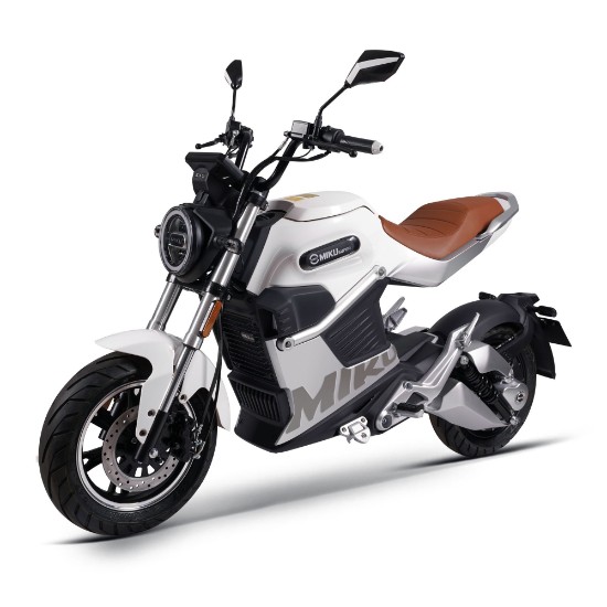 Motocicleta electrica, baterii litiu detasabile, motor 3000W, alb - Miku Super